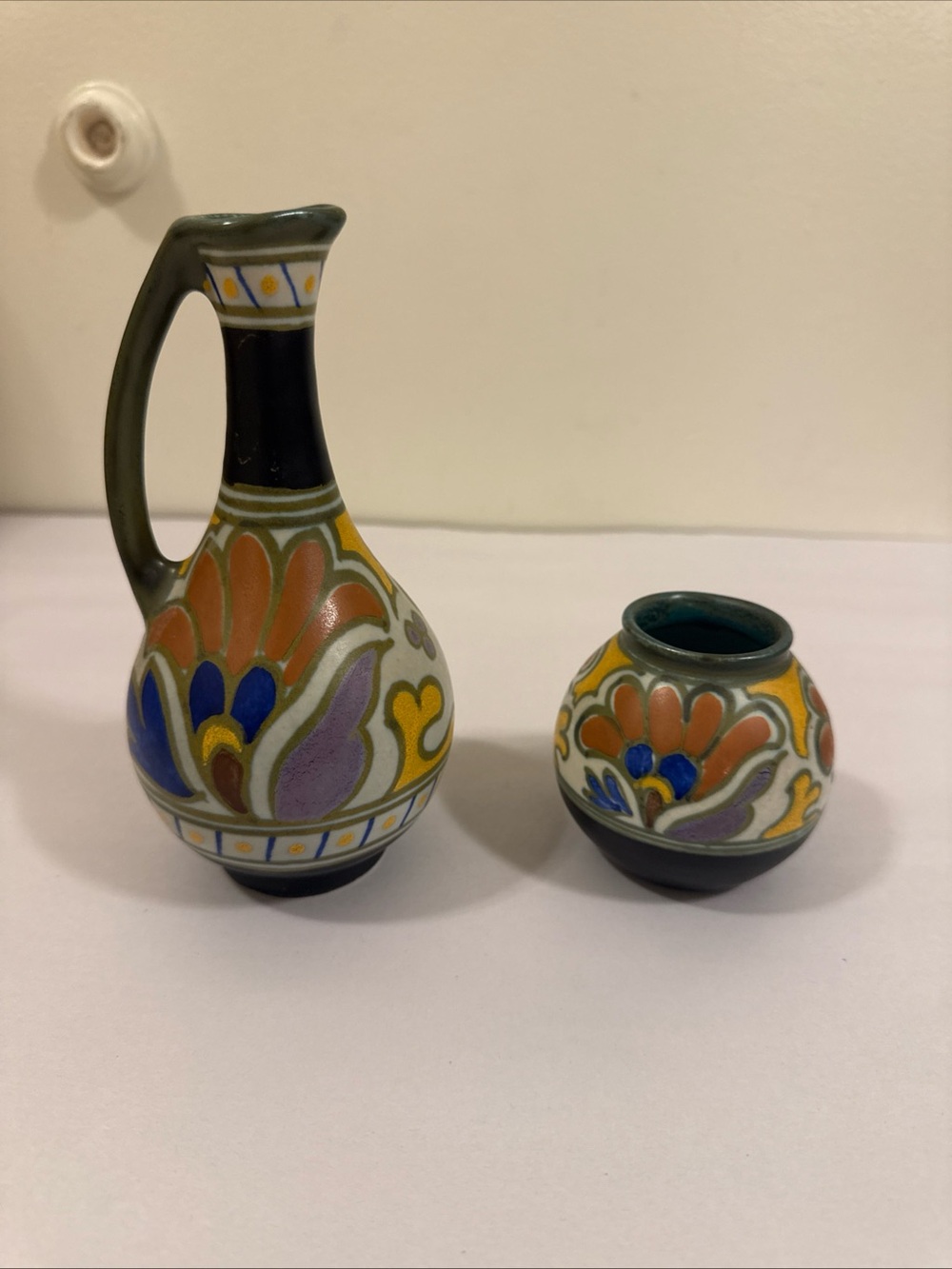 VINTAGE LERO GOUDA HOLLAND HAND PAINTED ART POTTERY LOT MID CENTURY MODERN